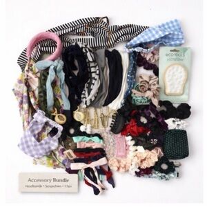 65-Piece Hair Accessory Bundle | Scrunchies, Bows, Clips, Heatless Curler